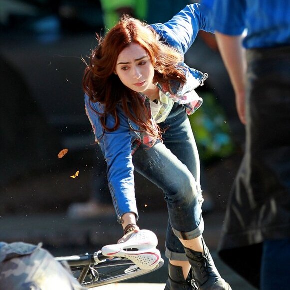 Doma Electric Blue Leather Jacket with Detachable Hood ALT ASO Clary Fray - Picture 15 of 16